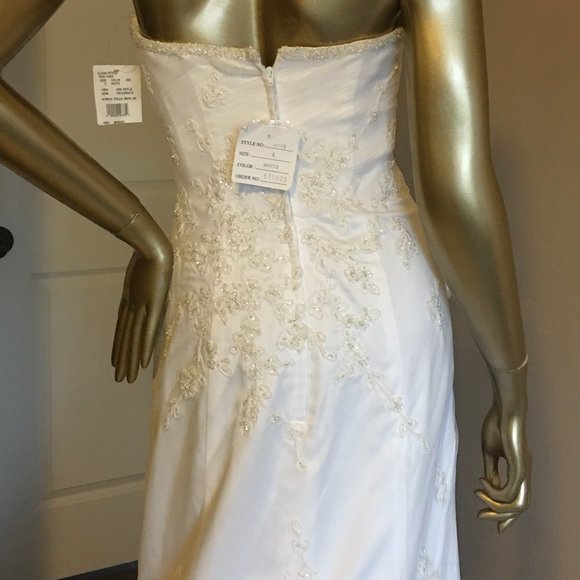 MICHELANGELO ๐ฅ Beaded Strapless Tulle Lace Wedding Dress - David's Bridal NEW!! - Picture 9 of 16